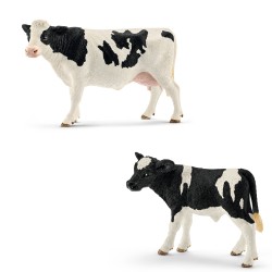 Vache et veau Holstein -...