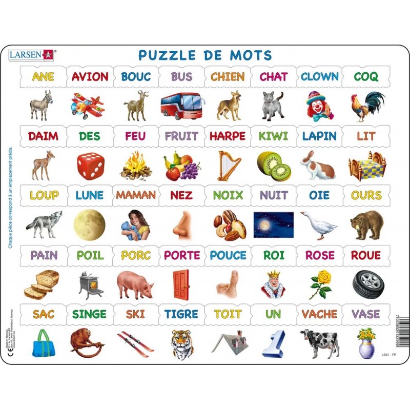 Apprendre à lire - puzzle LARSEN - 40 pièces - Larsen LS826 (26p.) NO TEXT