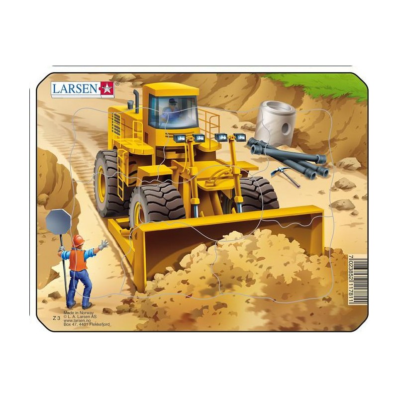 Puzzle LARSEN; Bulldozer Jaune.