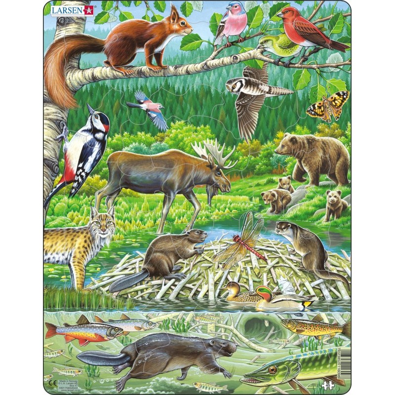 Ensemble de 4 puzzles en bois Les animaux de la forêt